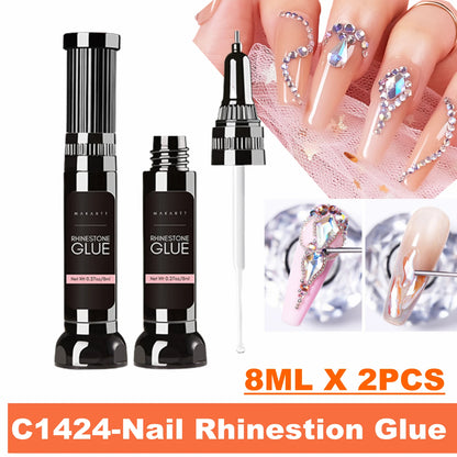 Makartt Nail Rhinestone Glue Gel, Upgrade Gel Nail Glue with Brush Pen Tip Super Strong Adhesive Precise for Nail Charms Crystal