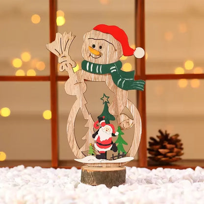 Christmas Decoration DIY Wooden Crafts Creative Ornaments Santa Claus Snowman Reindeer Christmas Desktop Decoration Gifts