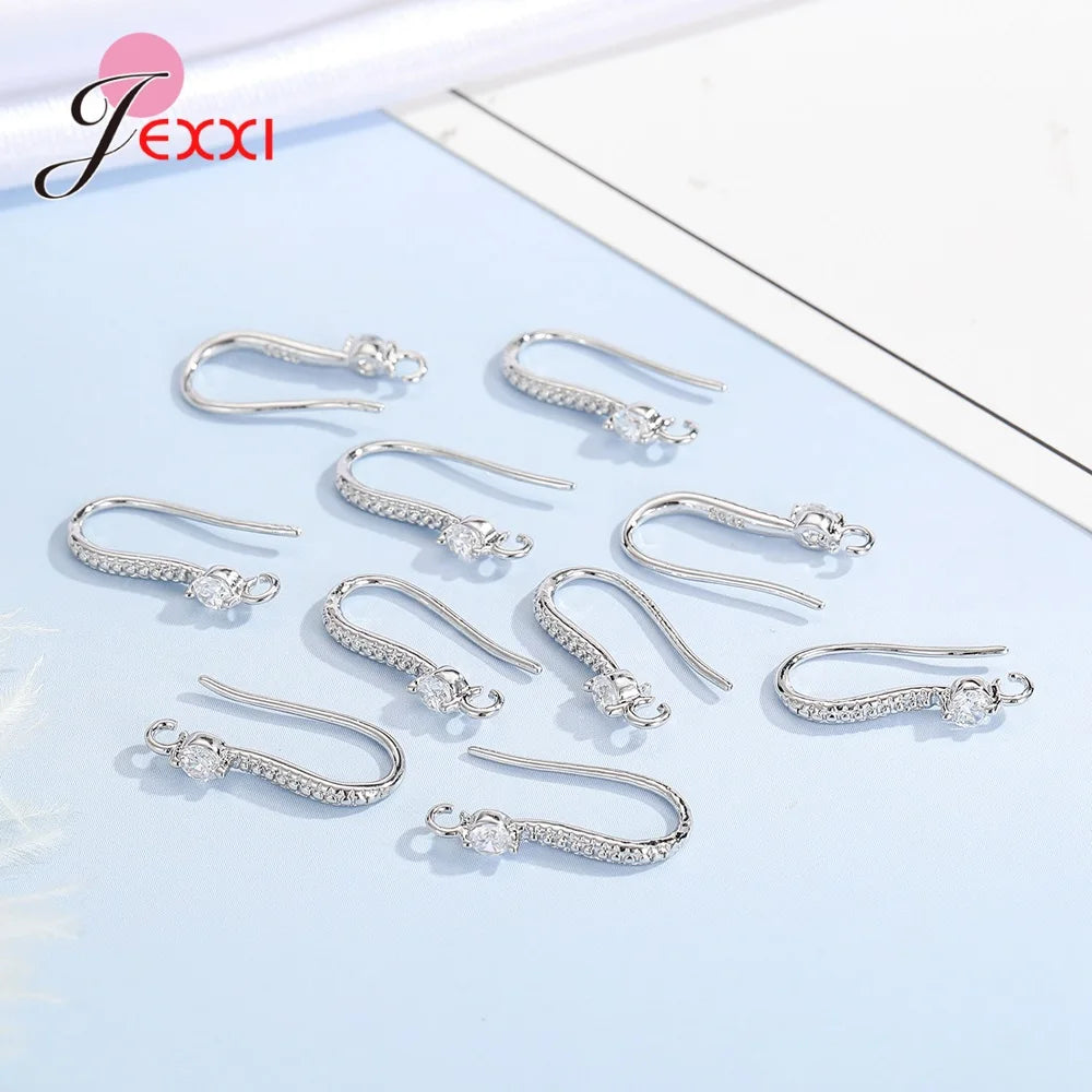 New Arrivals Sparkling Earrings Findings Real 925 Sterling Silver Color Earrings Components For Women Hand Making DIY Jewelry