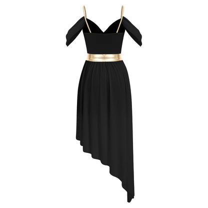 Womens Ancient Greek Costume Halloween Roman Queen Cosplay Dress Metallic Shiny Off Shoulder Sling Carnival Roleplay Dress Up