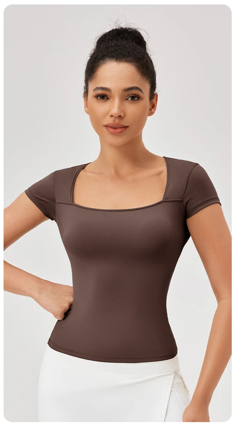 Yoga Tops Women Gym Training Sport Tops Quick-Dry Yoga Shirts Short-sleeved Outdoor Running Fitness Casual Sports T-shirt