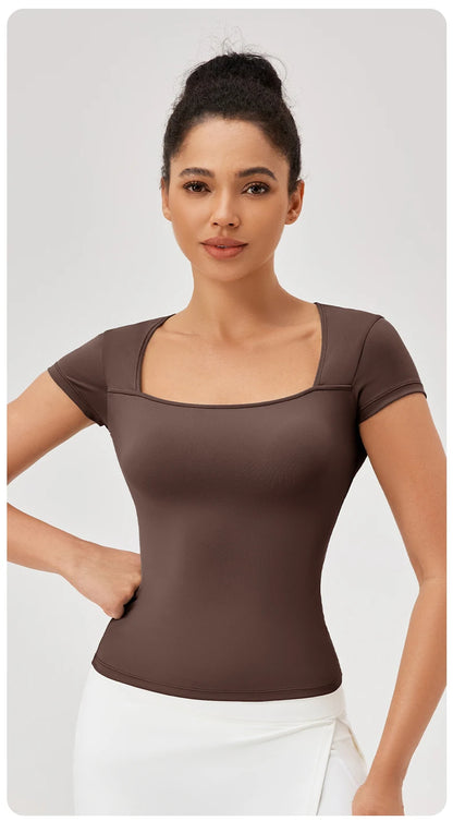 Yoga Tops Women Gym Training Sport Tops Quick-Dry Yoga Shirts Short-sleeved Outdoor Running Fitness Casual Sports T-shirt