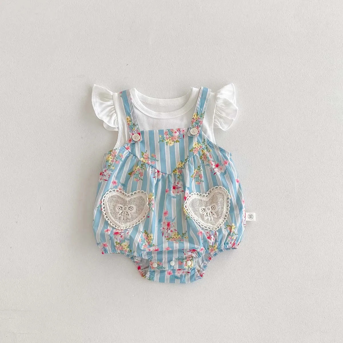 2PCS Newborn Clothes Baby Girls Bodysuit Flutter Sleeves Tops with Bodysuit Baby Romper Sets 0-24 Months