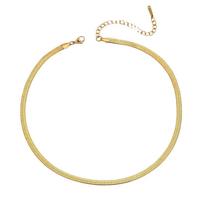 New Fashion Unisex Snake Chain Choker Necklace Stainless Steel Herringbone 2/3/4/5mm Gold Color Chain Necklace For Women Jewelry