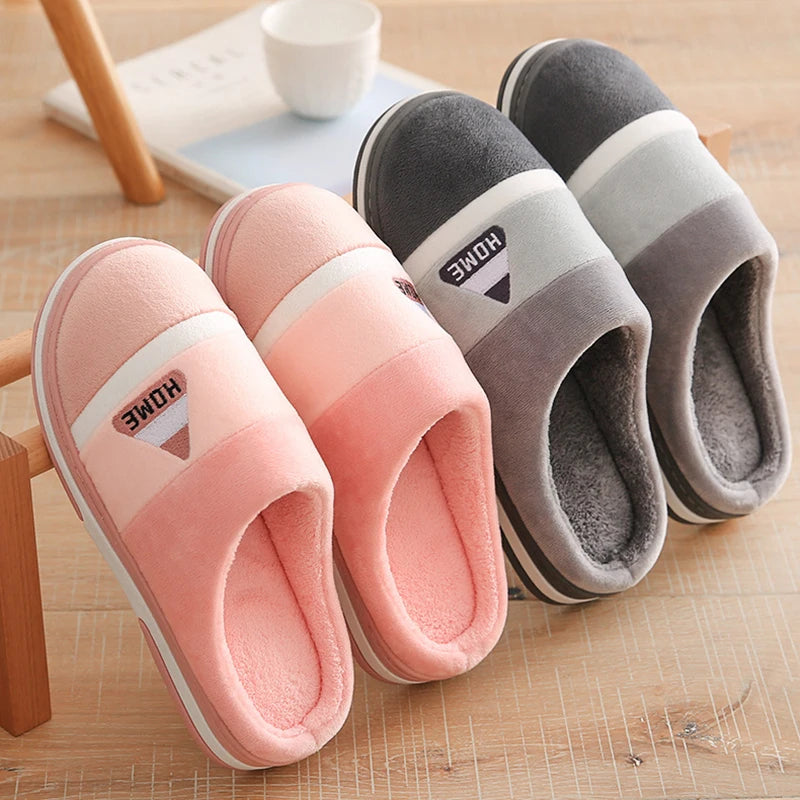 Winter Footwear Flat New Women Thick Indoor Home Non Slip Versatile House Shoes Warm Plush Cotton Slippers For Men