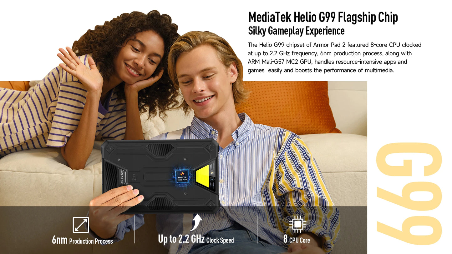 Ulefone Armor Pad 2 Rugged Tablet, 11" 2K, 18600 mAh ,IP68/IP69K Android 13 NFC GPS 4G Tablet Up to16GB +256GB LED Camping light