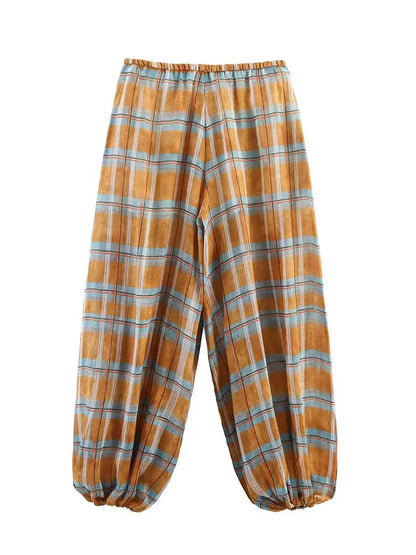 Casual Chic Lantern Pants Women Pants Side Pockets Long Straight Loose Pants Fashion 2025 Autumn Printed Trousers