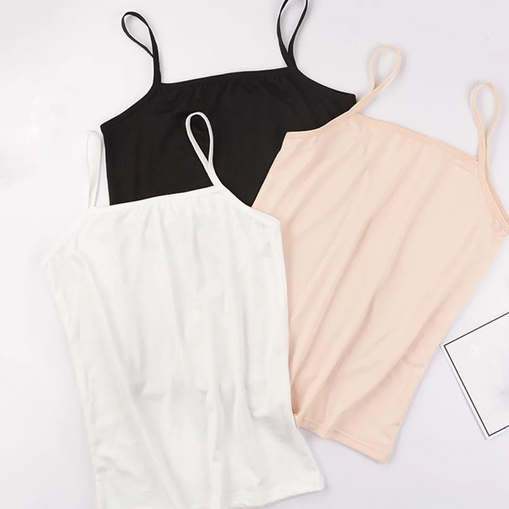 Summer Solid Camisole Tops Vest For Women White Black Basic Top Slim Sling Sleeveless Shirt Female Lady Stretch Fashion Tank Top