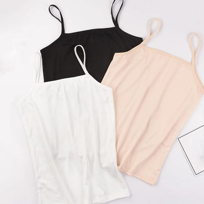 Summer Solid Camisole Tops Vest For Women White Black Basic Top Slim Sling Sleeveless Shirt Female Lady Stretch Fashion Tank Top