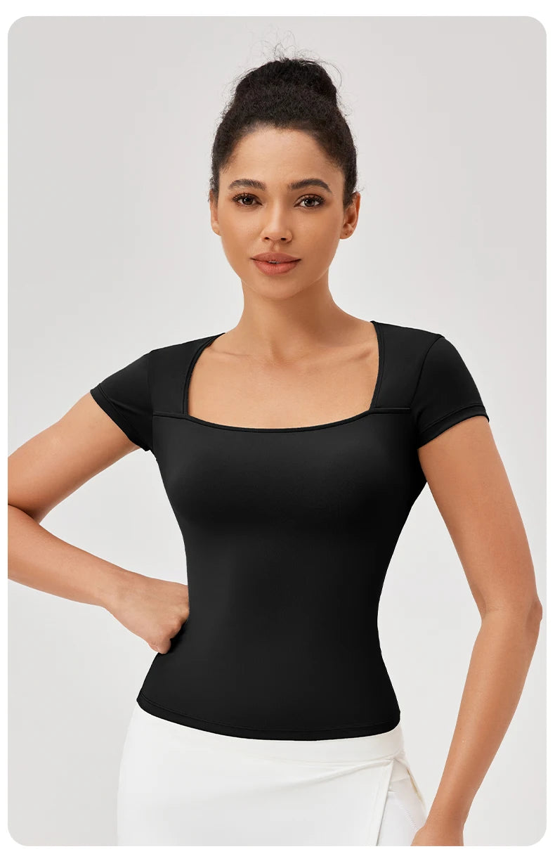 Yoga Tops Women Gym Training Sport Tops Quick-Dry Yoga Shirts Short-sleeved Outdoor Running Fitness Casual Sports T-shirt