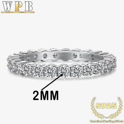 Genuine S925 Sterling Silver Sparkling Colorful Zircon Ring - Elegant 2mm Round Multicolor Jewelry for Party Wedding Daily Wear