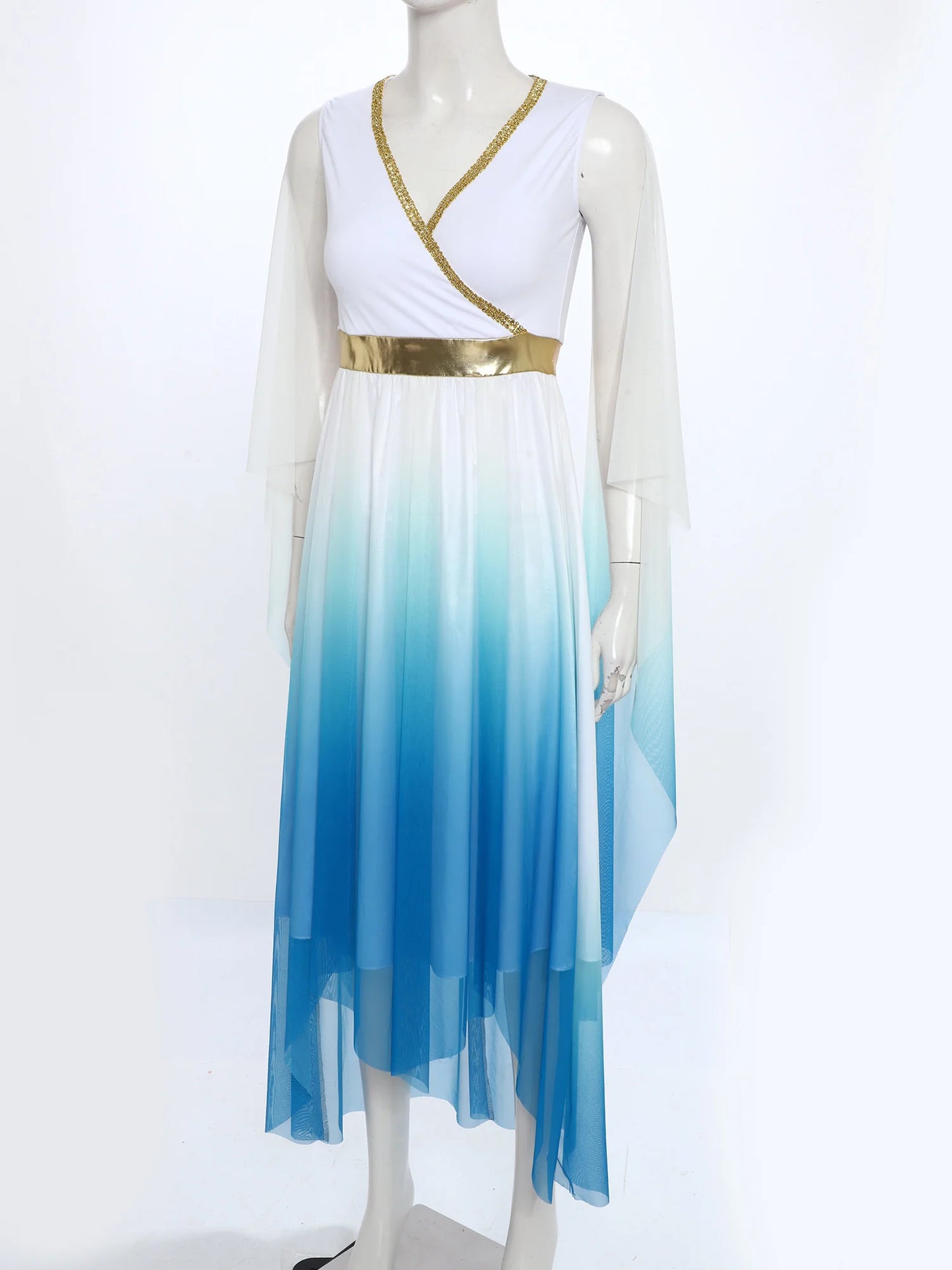 Women Halloween Ancient Greek Goddesses Queen Cosplay Costume Roman Toga Gold Trim Cape Tunic Dress Church Choir Worship Robe
