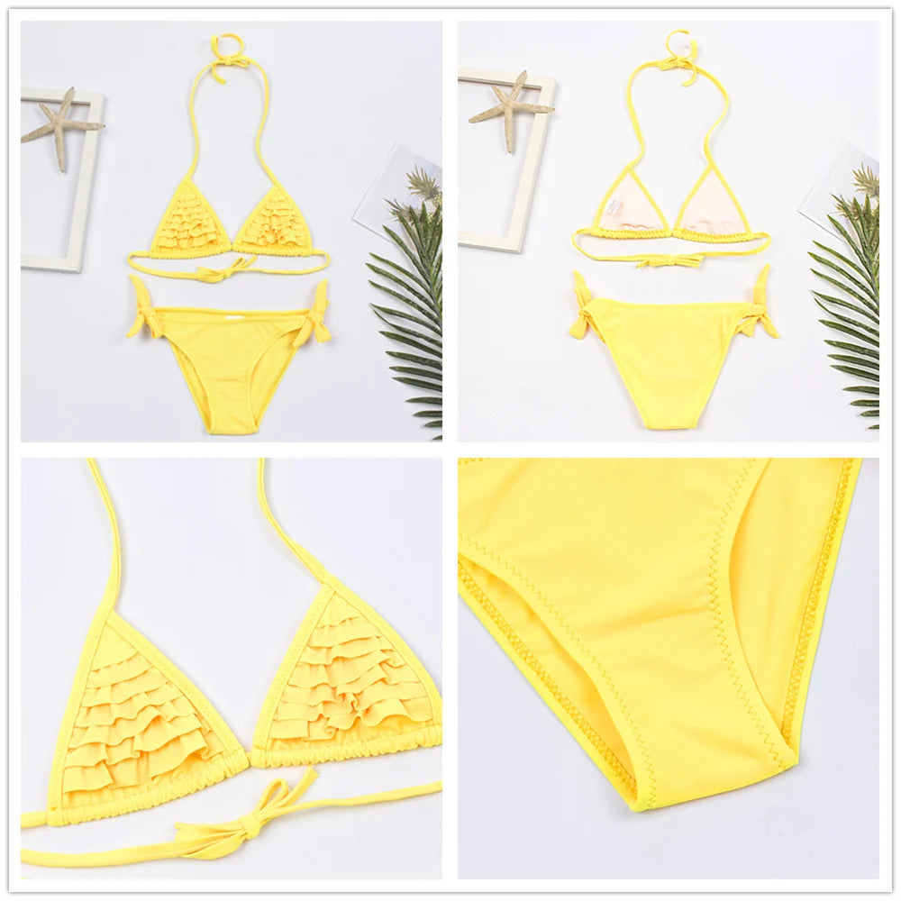 7-14Year Butterfly Print Child Bikini Set 2025 Girls Swimsuit Swimwear For Kids Summer Brazilian Teen Baby Swimming Suit Biquini