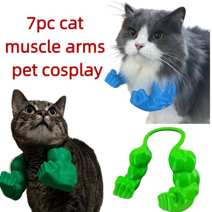 Pet Cat Muscle Arms 3d Creative Strong Man Giant Arms Halloween Cat Costume Accessory Cat's Neck Arm With Muscle For Pet Cosplay