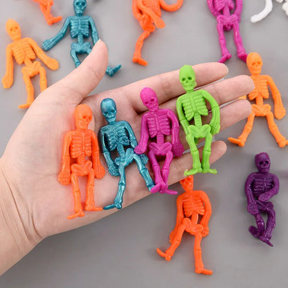16Pcs Halloween Stretchable Skeleton Man Kids Party Favors TPR Soft Rubber Zombie Horror Doll Stress Relief Toy Halloween Gifts