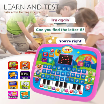 Kids’ Education Tablet Toy, Age 3+ Literacy Math Music Learning, Doubles as Electronic Keyboard, Birthday Christmas Gift