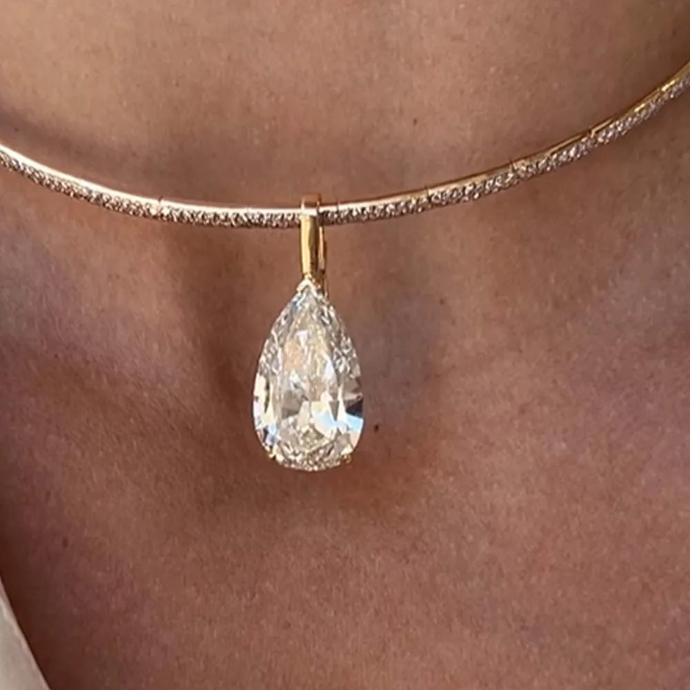 Stonefans Water Drop Pendant Choker Necklace Wedding Luxury Rhinestone Accessories Fashion 2025 Charms Jewelry High Quality Gift
