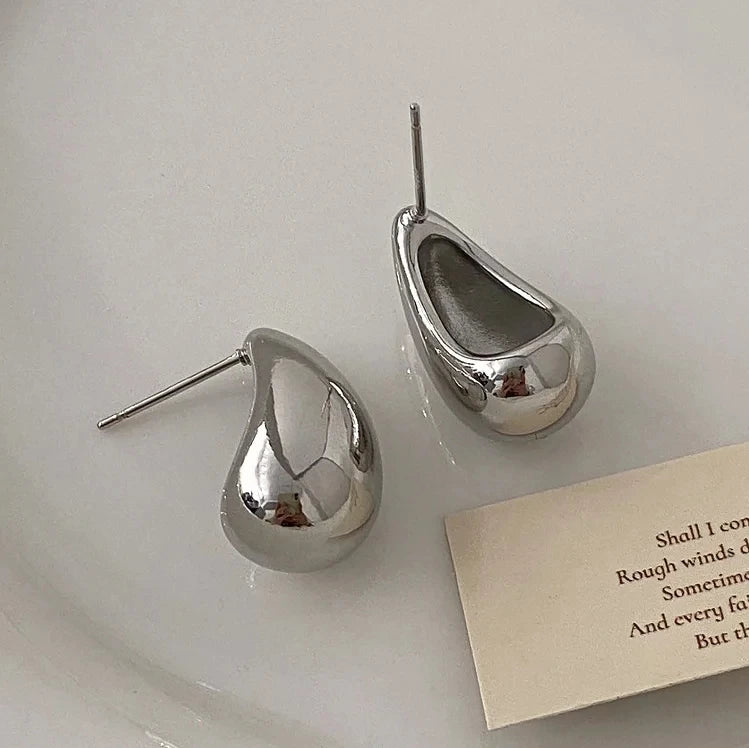 PONYKISS 925 Silver Needle Minimalist Water Drop Stud Earrings for Women Trendy Fashion Jewelry Light Luxury Accessories