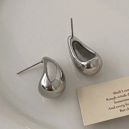 PONYKISS 925 Silver Needle Minimalist Water Drop Stud Earrings for Women Trendy Fashion Jewelry Light Luxury Accessories