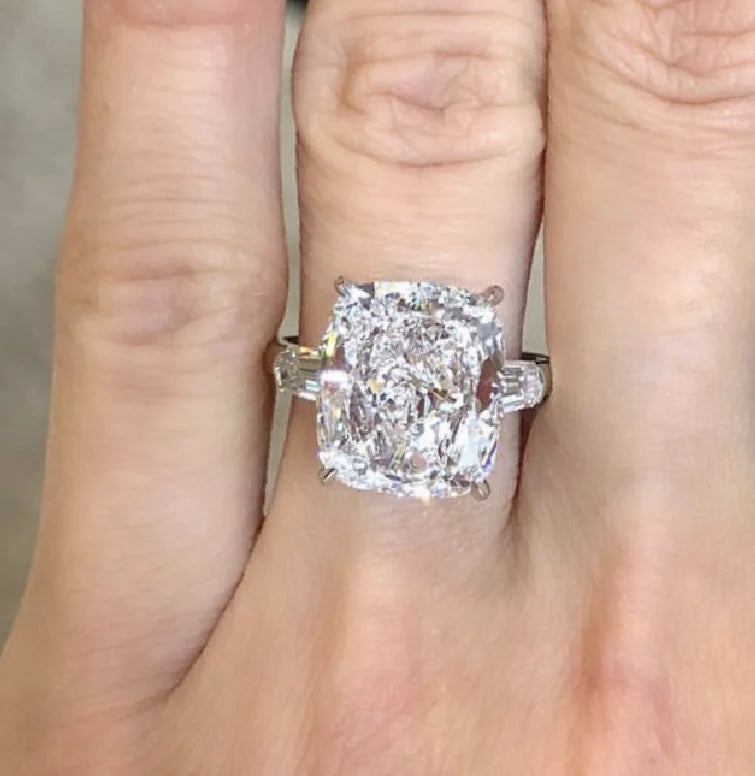 Original 100% 925 Sterling Silver Wedding Engagement Cocktail Women Luxury Drop Cuts Simulated Diamond Rings Fine Jewelry Gift