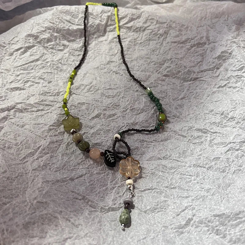 EtherealBe Y2K opal necklace for women featuring colorful beads and floral accents