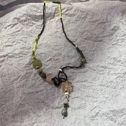 EtherealBe Y2K opal necklace for women featuring colorful beads and floral accents