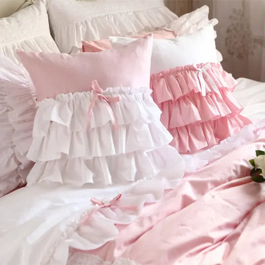 New Sweet cake layers decorative pillowcase cotton European style princess pillow case girls bedroom pillow cover (NO filler)