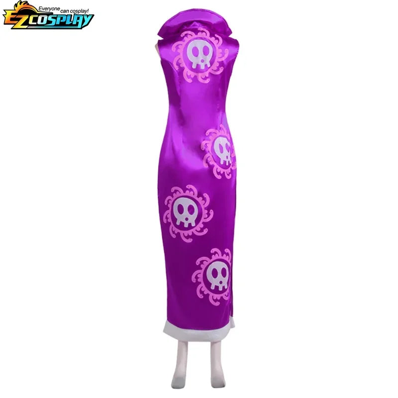 Boa Hancock Cosplay Costume Anime Kimono Purple Dress Cheongsam Cloak Women Halloween  Fancy Dress Cheongsam Uniform Suits