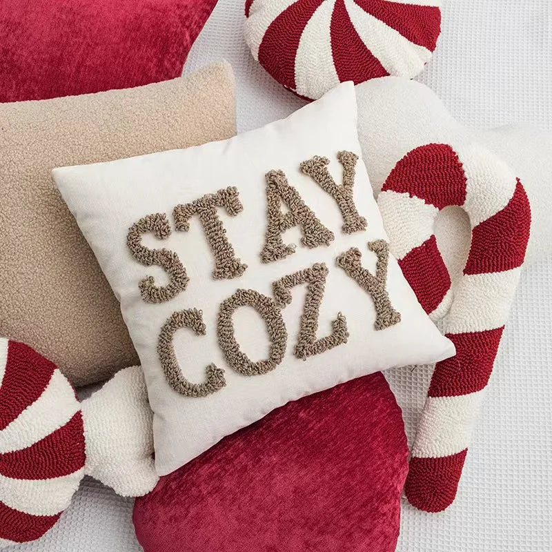 Hot High Face Value Pillow New Year Holiday Decoration Pillow Bedroom Bedside Sofa Cushion Christmas Red Candy Pillow Cover Gift