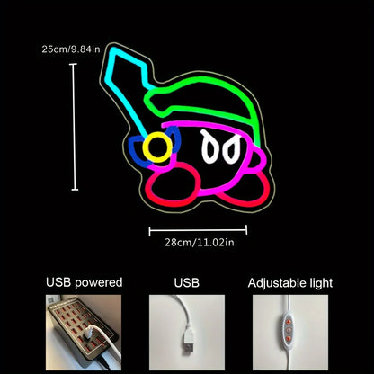 Cartoon Character Neon Sign Light - Game Pet LED Wall Accent for Bedroom & Living Room Decor, Theme Party Props