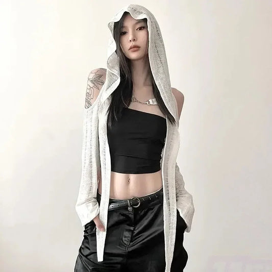 EtherealBe long sleeve lightweight cover up for women with hood and stylish design