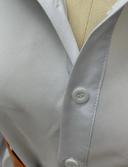 2024 Autumn New Women's Clothing Solid Color Fashionable Temperament Long Sleeved Sleeve Lace Up Casual Mid Length Lapel Dress