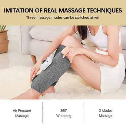 3 Gears 3 Modes Leg Calf Massager Cordless Air Pressure Massager for Fitness Office Gym Muscle Relaxation 15Min Timer