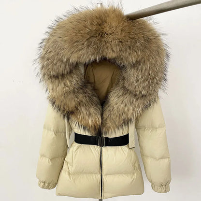 OFTBUY 2025 Winter Clothing Puffer Jacket Women Real Fox Fur Hooded Thick Warm 90% White Duck Down Coat Female Parkas Waterproof