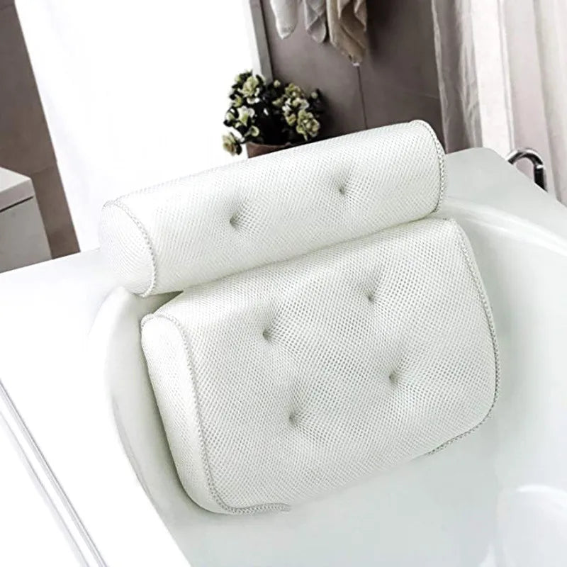 SPA Bath Pillow with Suction Cups Neck Back Support Thickened Bath Pillow for Home Spa Tub Bathroom