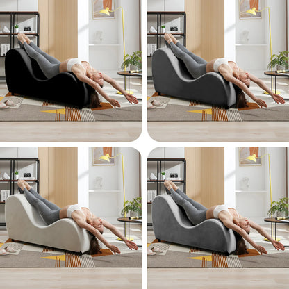 Yoga Chair Curved Chaise Lounge for Stretching Exercising Relaxing, Velvet Yoga Couch, Lounge Chair for Indoor Living Room