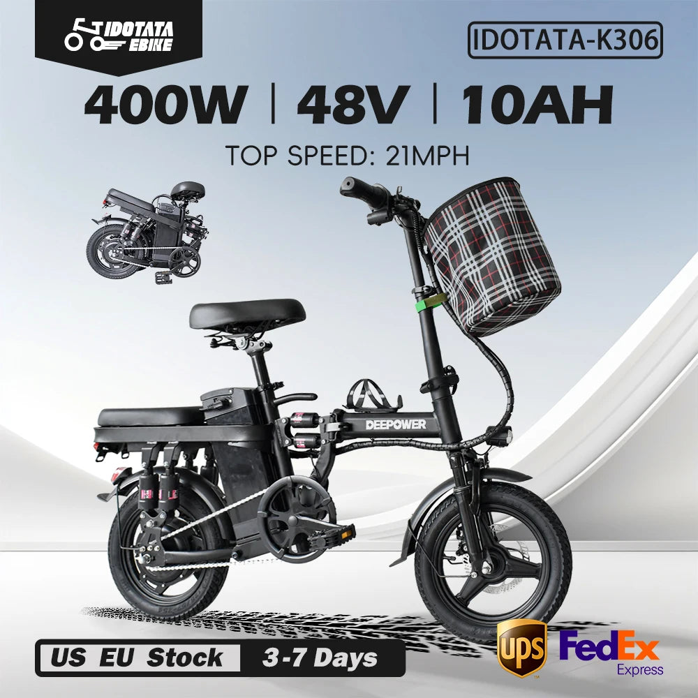 IDOTATA Ebike K300 Mini Folding Ebike for Adults, Electric Bike,Electric Bicycle with Lithium Battery,20MPH Commuting e-bike