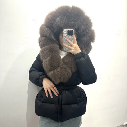OFTBUY 2025 Winter Clothing Puffer Jacket Women Real Fox Fur Hooded Thick Warm 90% White Duck Down Coat Female Parkas Waterproof