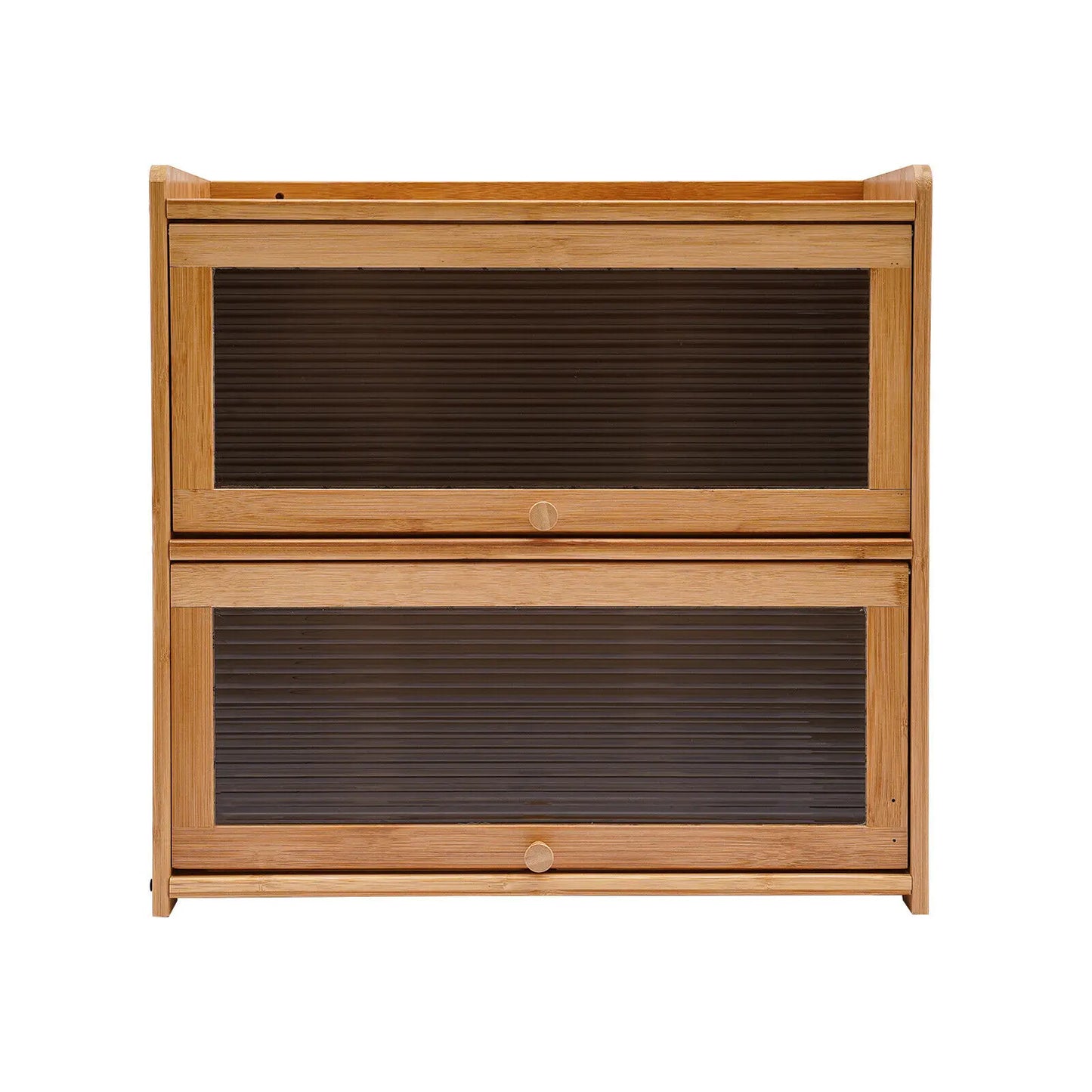 2-Tier Bamboo Storage Cabinet Large Storage Space Countertop Storage Cabinet