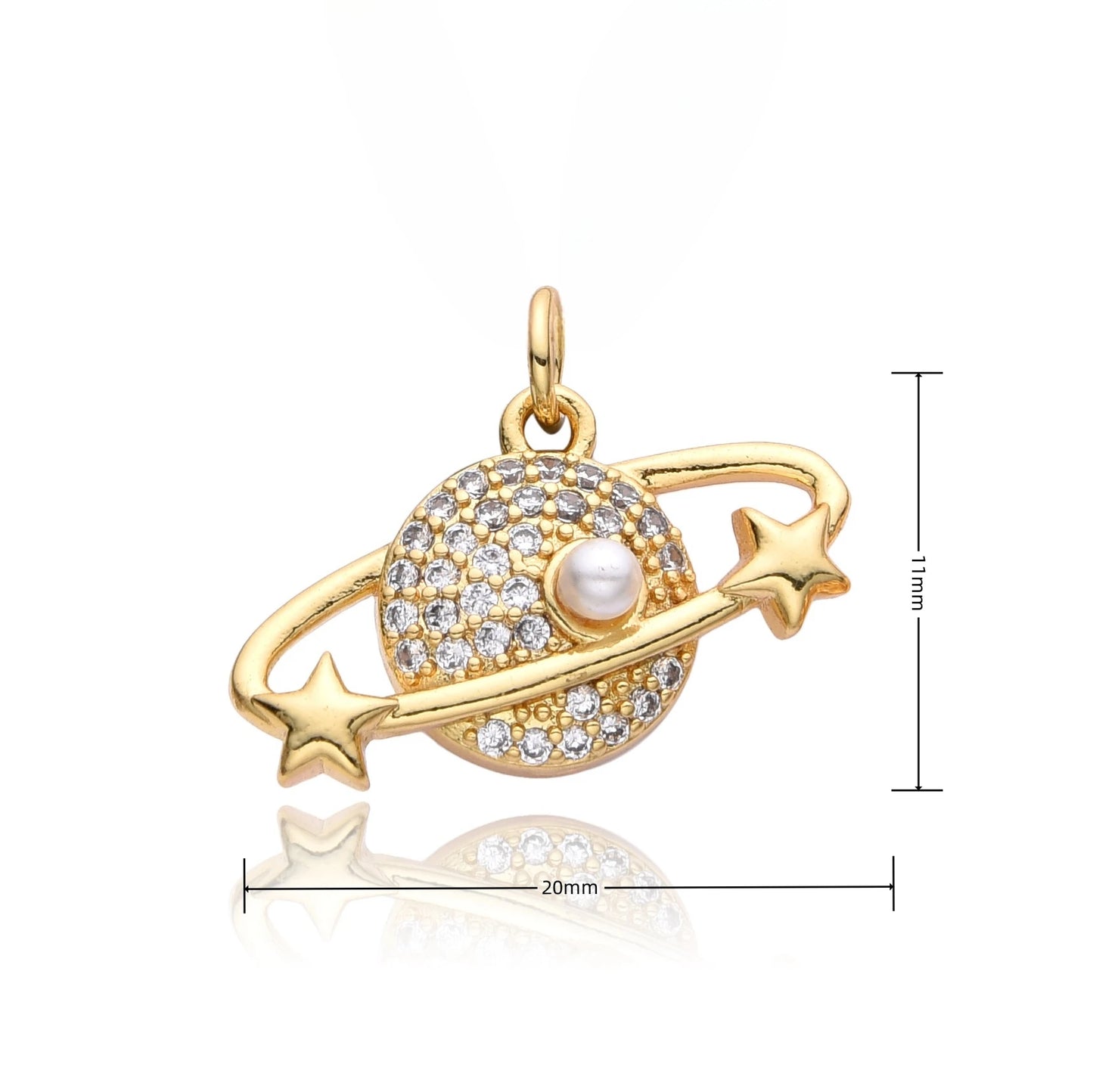 Y2K Gold Color Saturn Charms Micro-inlaid CZ Necklace for Women Planet Choker Chain Pendant DIY Jewelry Christmas Gift Wholesale