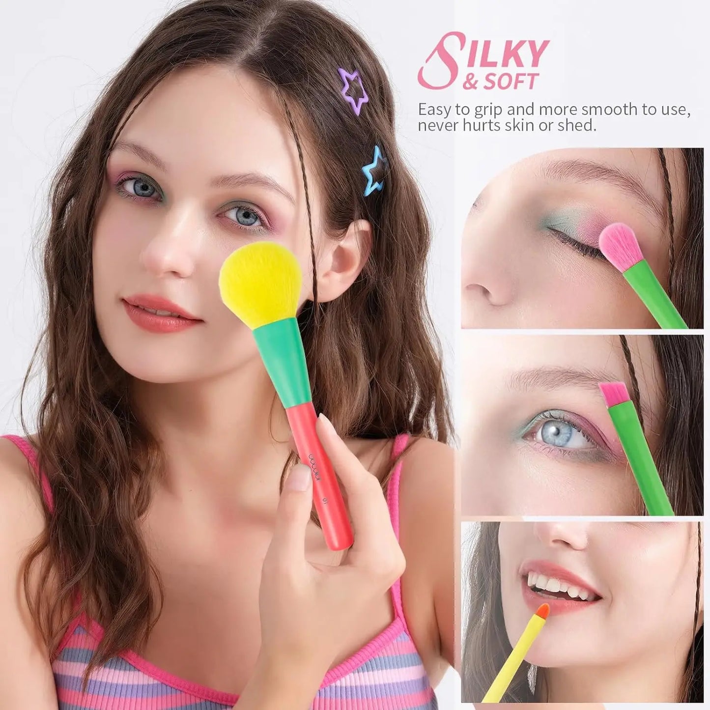 Docolor Colorful Makeup brushes set Cosmetic Foundation Powder Blush Eyeshadow Face Kabuki Blending Make up Brushes Beauty Tool