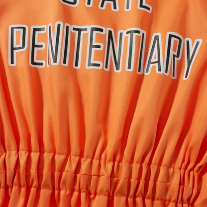 Adult Halloween Orange Prison Jumpsuit Costume Letter Print Long Sleeve Party Cosplay Jail Outfit Playsuit for Men and Women