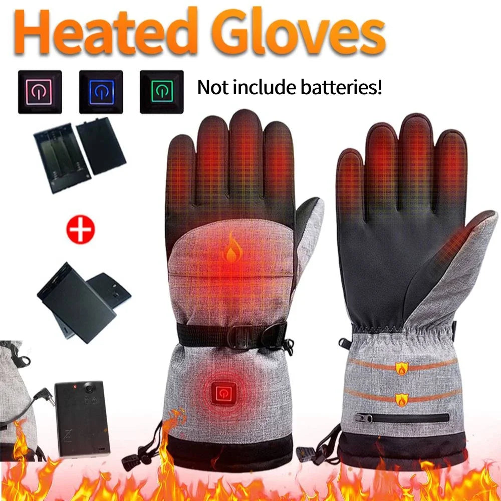 1Pair Winter Heating Gloves 5000mAh Battery Electric Cold Weather Heating Gloves Anti-Slip Waterproof Rechargeable for Men Women