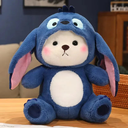 26cm/40cm Cute Bear Turn Into Disney Stitch Plush Toys Lovely Soft Stuffed Cartoon Animals Dolls For Birthday Christmas Gift