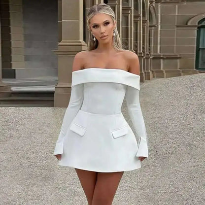 Townlike Lace Patchwork Waist Wrap A-line Dress Women Mini 2024 Autumn Winter Dress Backless Nightclub Sexy Party Dresses