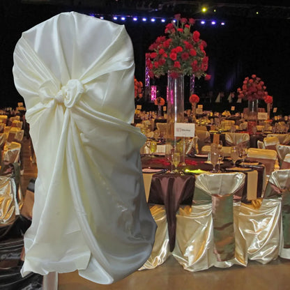 BITFLY Self Tie Satin Chair Covers Wedding Banquet Party Decoration Annual Dinner Supplies Universal Home Decor