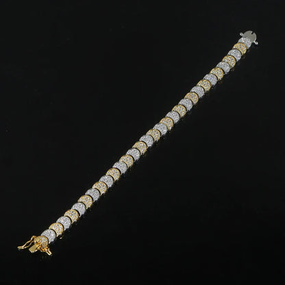 Two Tone Gold Color Paved 5A Cubic Zirconia CZ Moon Shaped Charm Link Chain Fashion Women Bracelet 2025 Gift