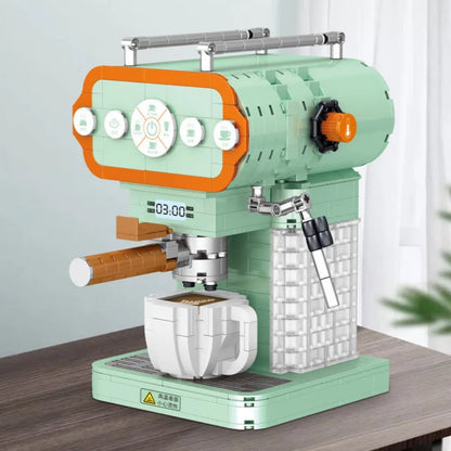 Classic Creative Coffee Machine Mini Diamond Model Building Blocks MOC Construction Bricks Collection Toy Children Xmas Gift