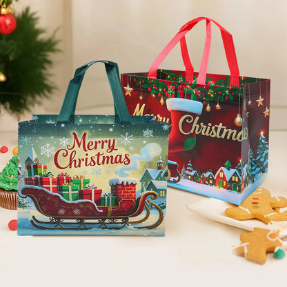 4pcs Christmas Gift Bags Christmas Party Decoration Kids Favors 2025 Xmas Santa Claus Hand Bags Navidad Natal New Year Gift 2026