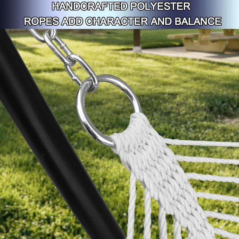 Outdoor Quilted Fabric Hammock with Spreader Bars and Detachable Pillow and Chains,Outdoor Patio Backyard Poolside